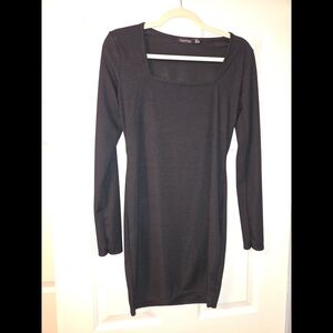 Boohoo Charcoal Long Sleeve Dress